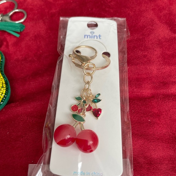 Mint Cherry Keychain/ Bag Charm & Colorful Avocado NEW - Picture 2 of 4